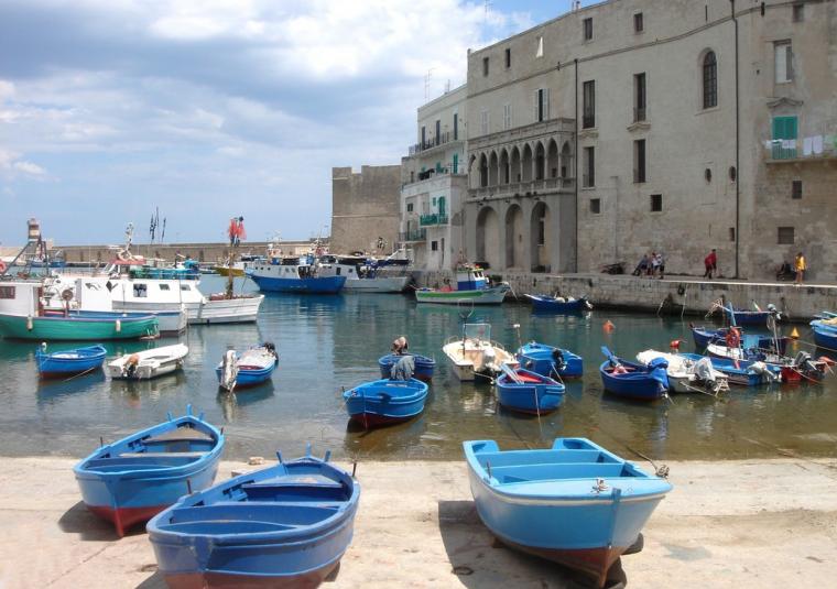 Monopoli harbor  blue boats