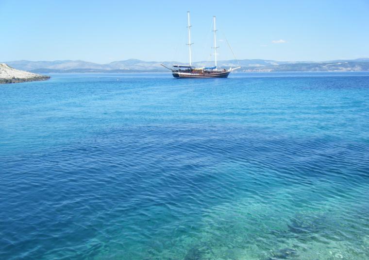 Boat in fantastic blue